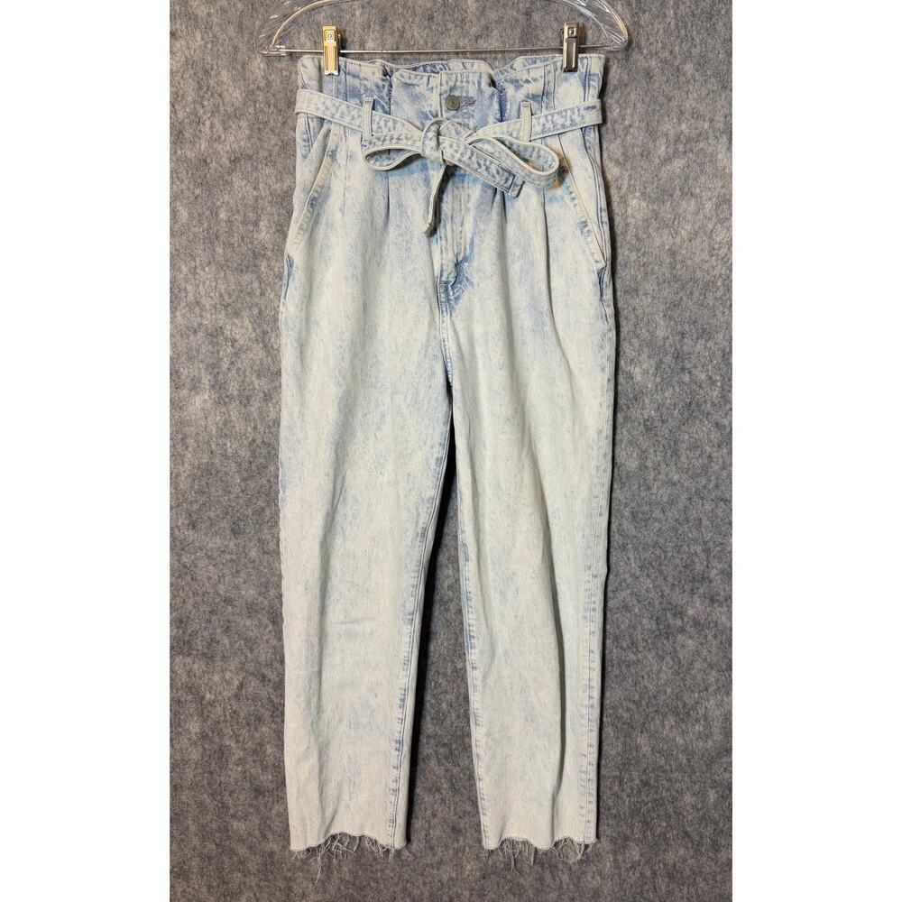 Abercombie & Fitch High Waist Acid Wash Paper Bag Mom Jeans Sz 2